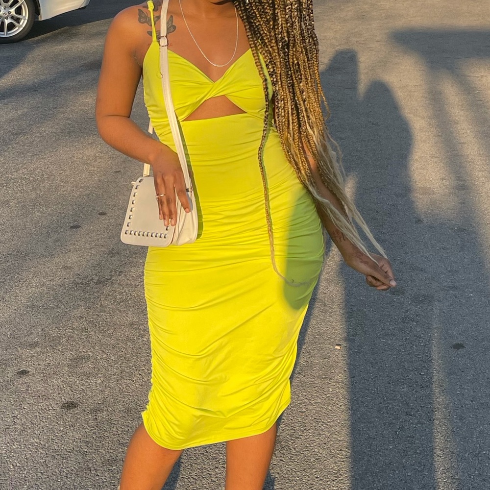 Neon green cami dress